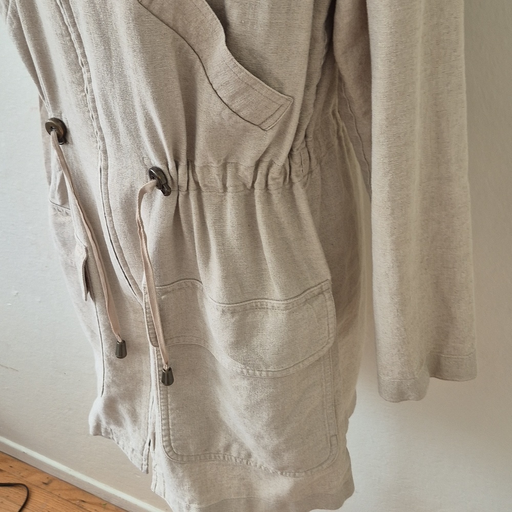 J. Jill Khaki Utility Jacket with Subtle Gold Shimmer Sz XS - Picture 4 of 16